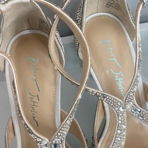 Betsey Johnson Miles Ankle Strap Stiletto Heel Sandals Sz 7.5 Prom Wedding Party - Picture 11 of 13